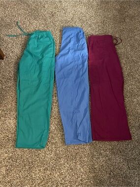 Scrubstar 3-Pack Scrub Pants in Teal, Blue, Burgundy